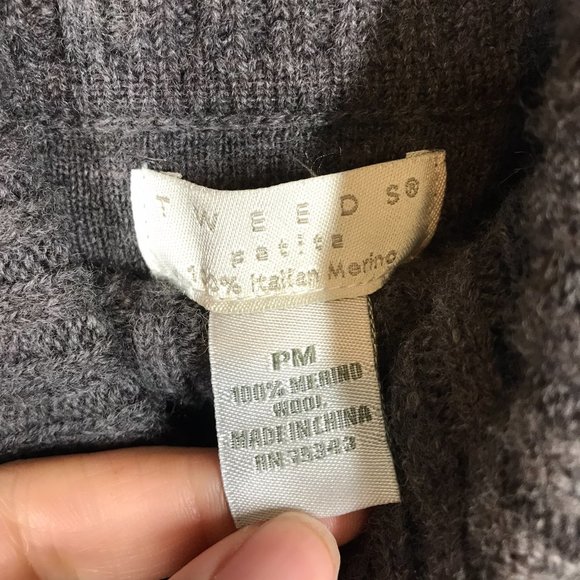 Tweeds Gray 100% Merino Wool Cowl Neck Sweater Petite - Picture 5 of 9